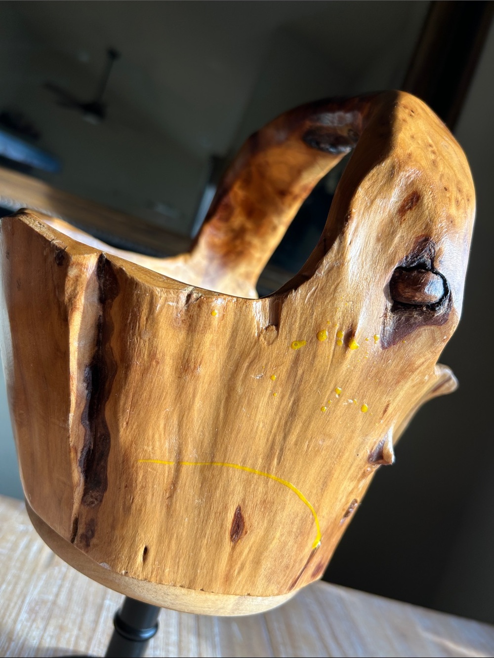 Hand Carved Burl Wood Basket - Rustic Decor Natural Foreging Whimsical Basket - Picture 6 of 16